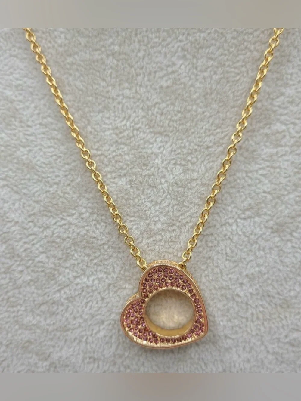 Kurt Geiger Gold-tone Heart Pendant Necklace with Pink Stones